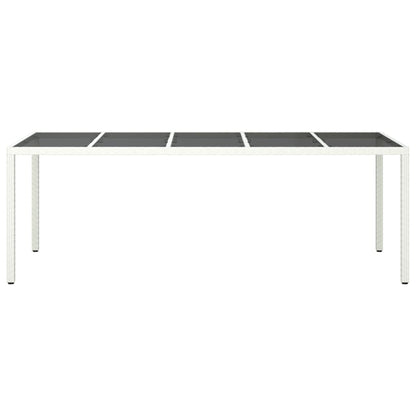 Zahradní Stůl Bílý 250 X 100 X 75 Cm Polyratan A Tvrzené Sklo