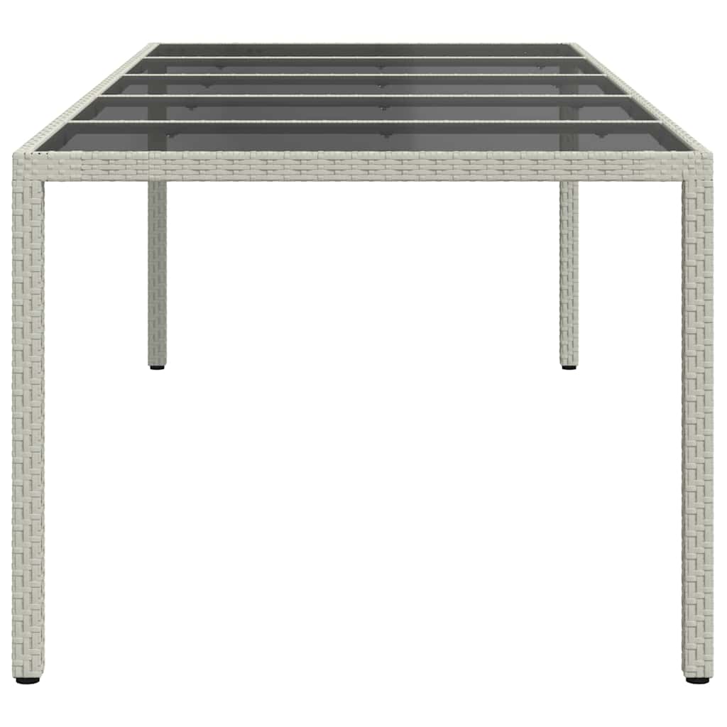 Zahradní Stůl Bílý 250 X 100 X 75 Cm Polyratan A Tvrzené Sklo