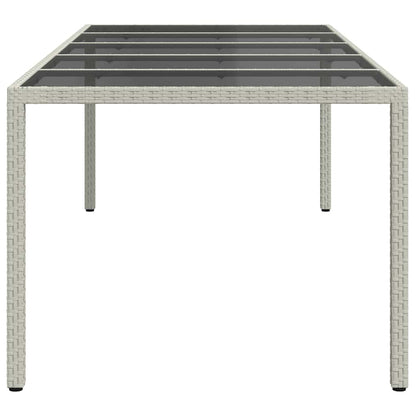Zahradní Stůl Bílý 250 X 100 X 75 Cm Polyratan A Tvrzené Sklo