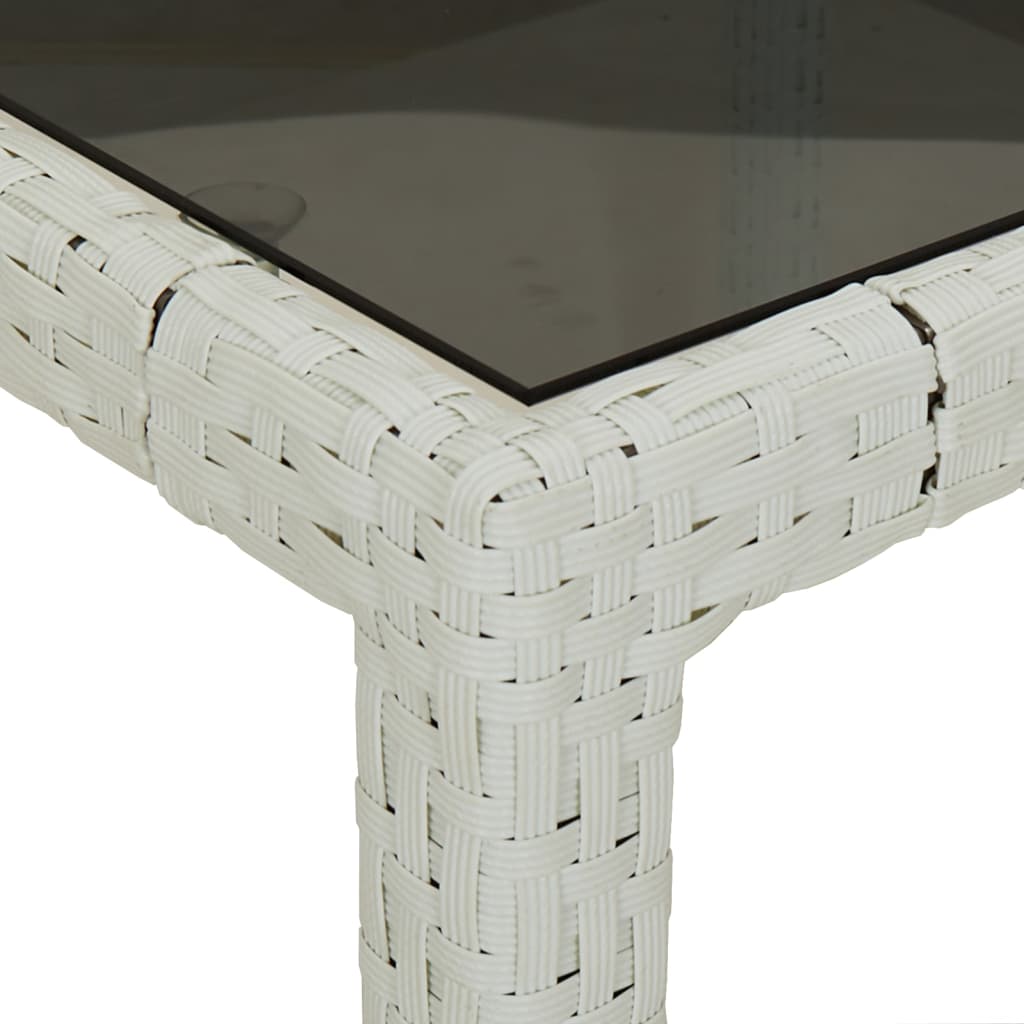 Zahradní Stůl Bílý 250 X 100 X 75 Cm Polyratan A Tvrzené Sklo