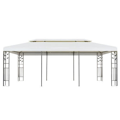 Altán S Dvojitou Střechou Bílý 6 X 3 M Ocel Šedá