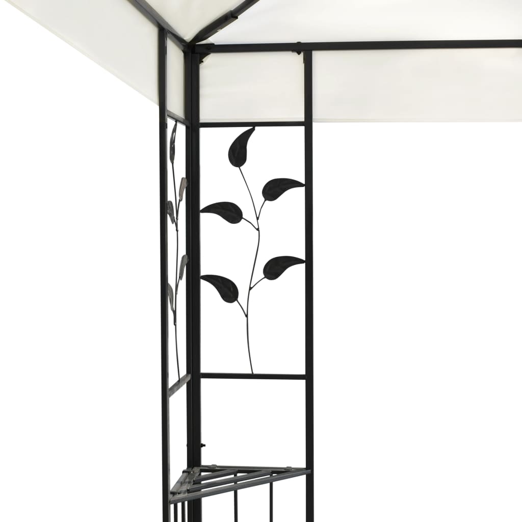 Altán S Dvojitou Střechou Bílý 6 X 3 M Ocel Šedá