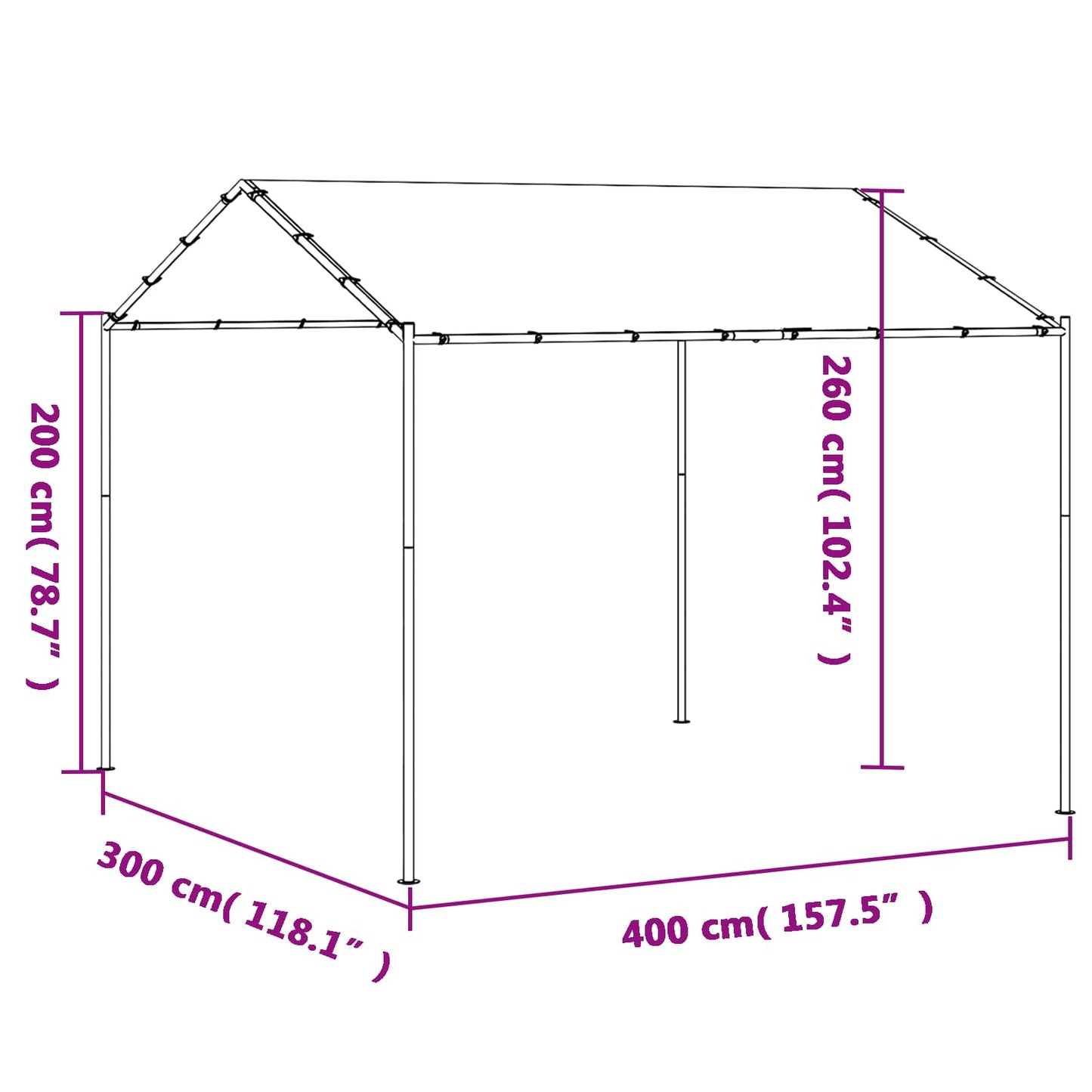 Altán 4 X 4 X 2,6 M Bílý Ocel A Polyester 180 Gsm