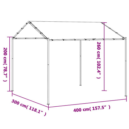 Altán 4 X 4 X 2,6 M Bílý Ocel A Polyester 180 Gsm