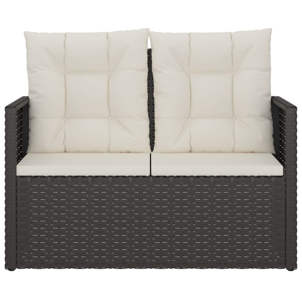 Zahradní Lavice S Poduškami Černá 105 Cm Polyratan