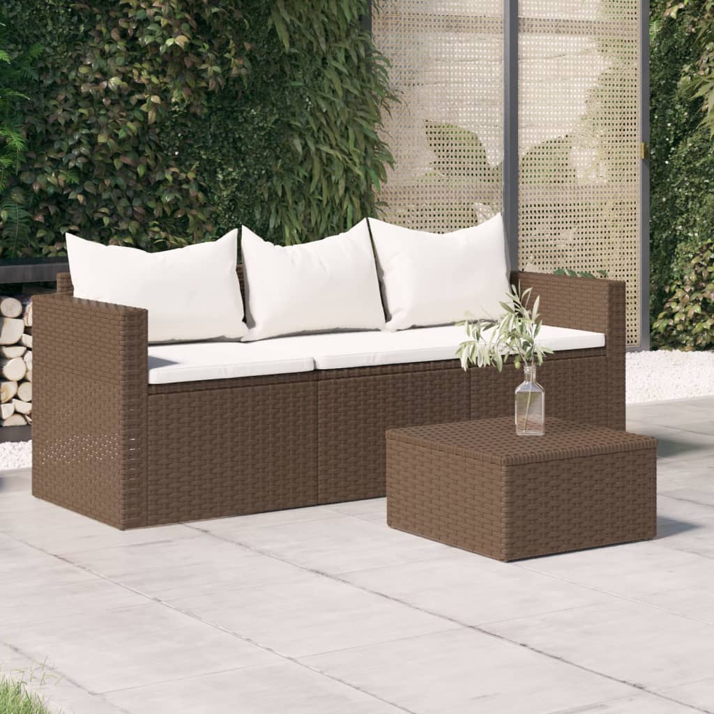 3Místná Zahradní Pohovka S Poduškami Polyratan