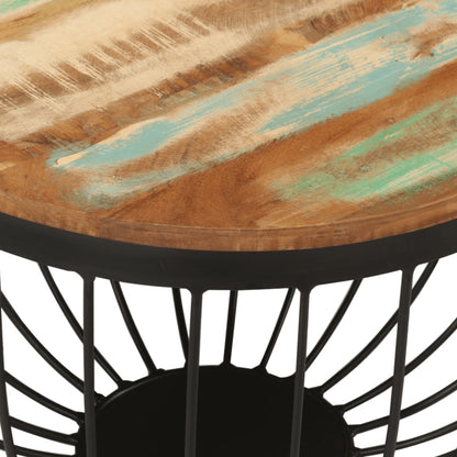 Konferenční Stolek Ø 50X35 Cm Masivní Recyklované Dřevo A Ocel