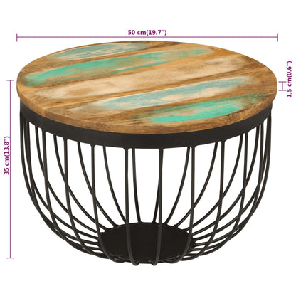 Konferenční Stolek Ø 50X35 Cm Masivní Recyklované Dřevo A Ocel