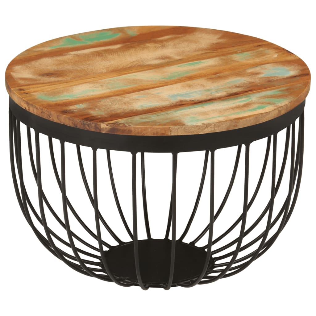 Konferenční Stolek Ø 50X35 Cm Masivní Recyklované Dřevo A Ocel