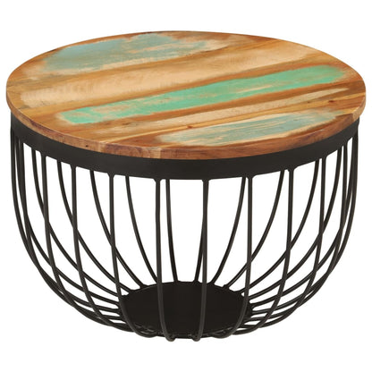 Konferenční Stolek Ø 50X35 Cm Masivní Recyklované Dřevo A Ocel