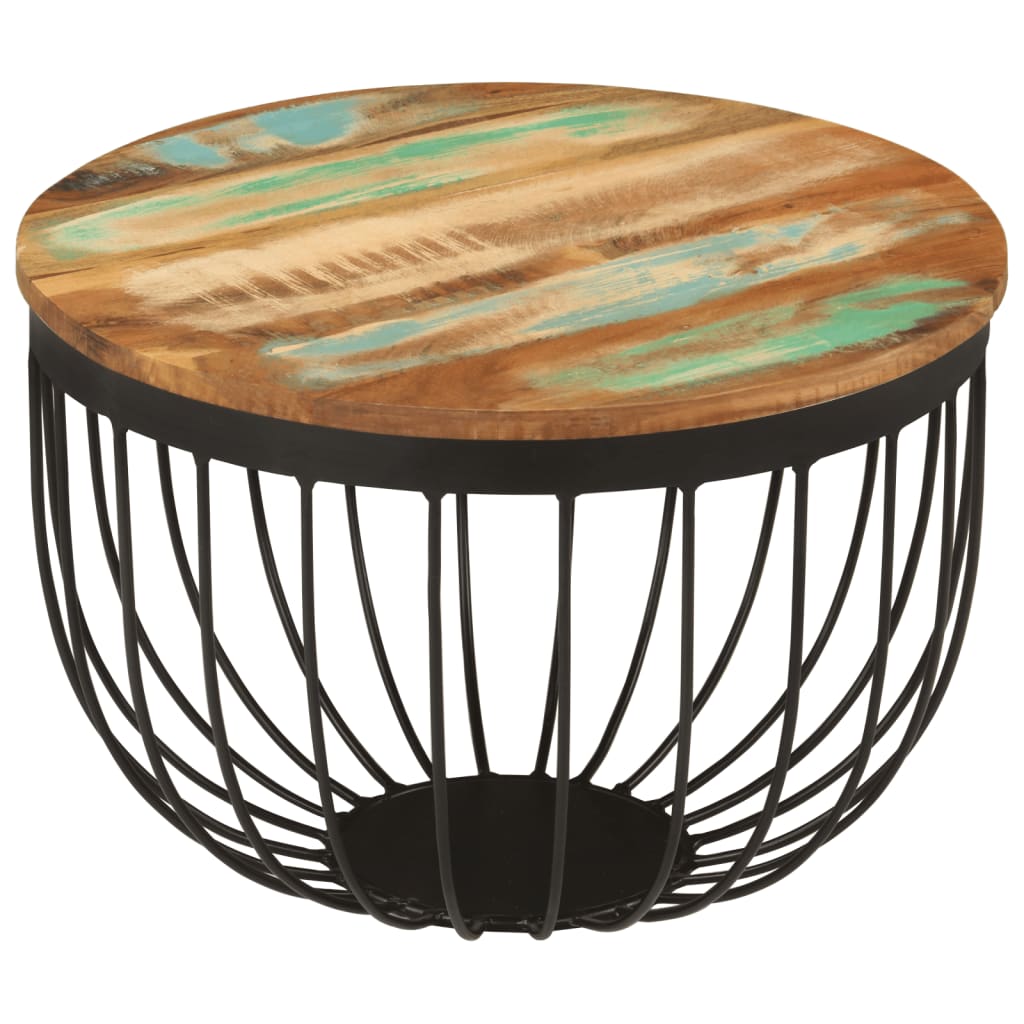 Konferenční Stolek Ø 50X35 Cm Masivní Recyklované Dřevo A Ocel