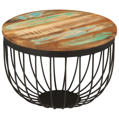 Konferenční Stolek Ø 50X35 Cm Masivní Recyklované Dřevo A Ocel