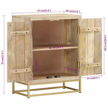 Příborník Se 2 Dvířky 55X30X70 Cm Masivní Mangovníkové Dřevo