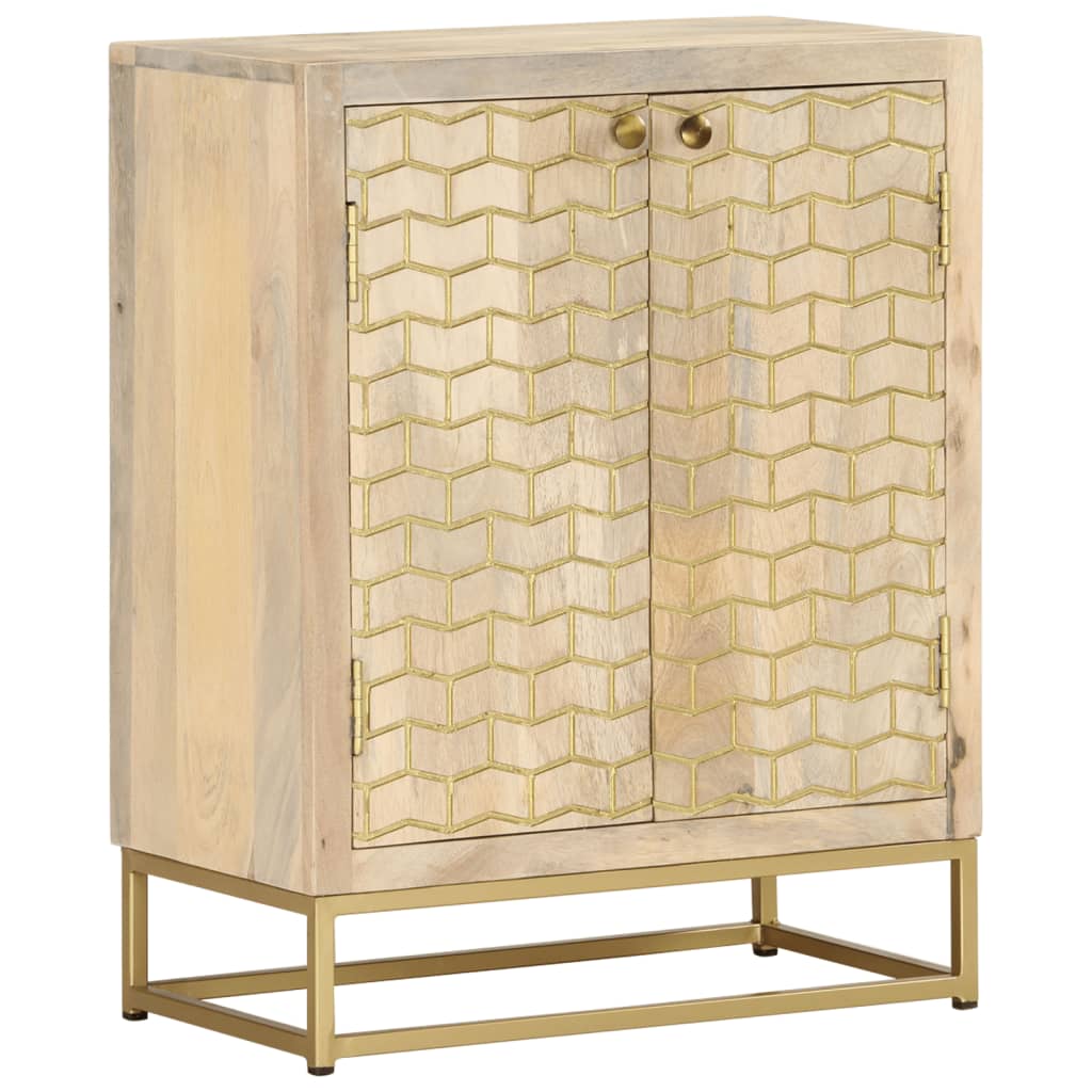 Příborník Se 2 Dvířky 55X30X70 Cm Masivní Mangovníkové Dřevo