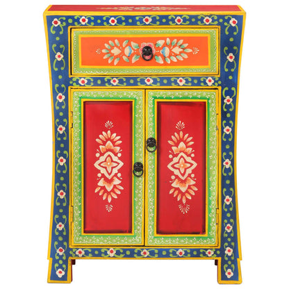 Ručně Malovaný Příborník 54X30X74 Cm Masivní Mangovníkové Dřevo