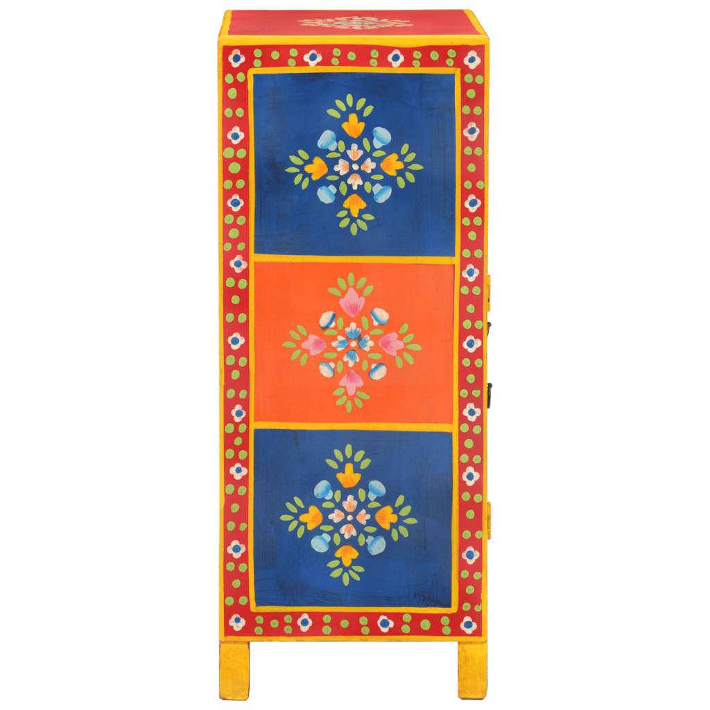 Ručně Malovaný Příborník 54X30X74 Cm Masivní Mangovníkové Dřevo