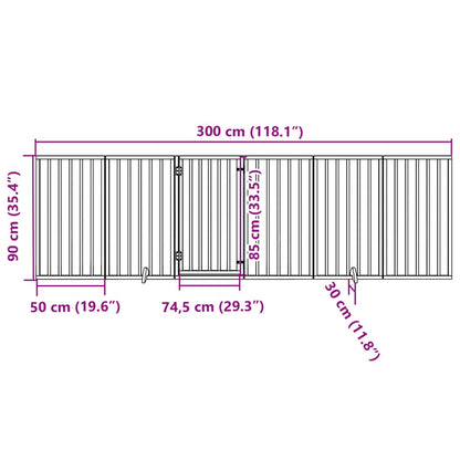 Psí Branka S Dvířky, Skládací, 6 Panelů, 300 Cm, Topolové Dřevo