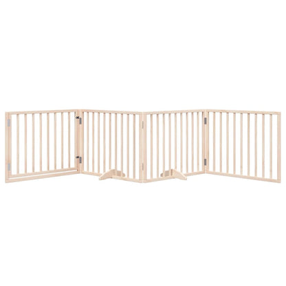 Psí Branka S Dvířky, Skládací, 4 Panely, 320 Cm, Topolové Dřevo