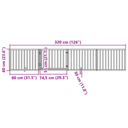 Psí Branka S Dvířky, Skládací, 4 Panely, 320 Cm, Topolové Dřevo