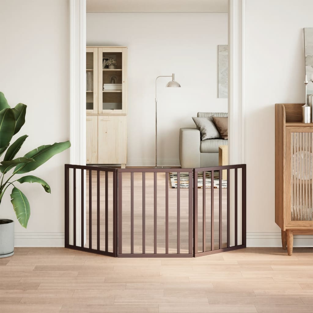 Zábrana Pro Psy Skládací 3 Panely Hnědá 150 Cm Topolové Dřevo
