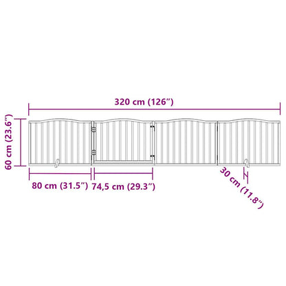 Psí Branka S Dvířky, Skládací, 4 Panely, Černá, 320 Cm, Topolové Dřevo