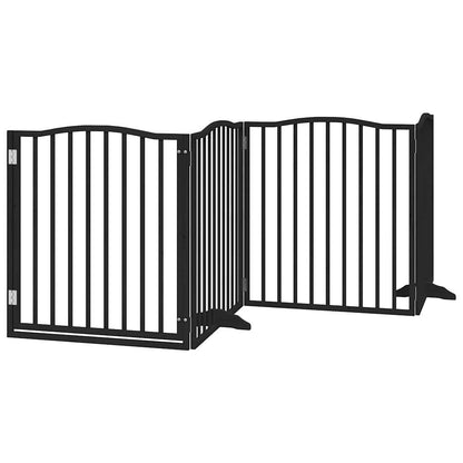 Zábrana Pro Psy S Dvířky Skládací 4 Panely Černá 320 Cm Topol