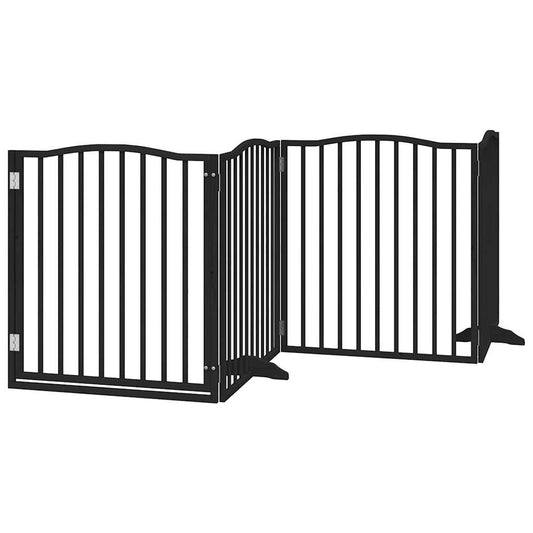 Zábrana Pro Psy S Dvířky Skládací 4 Panely Černá 320 Cm Topol
