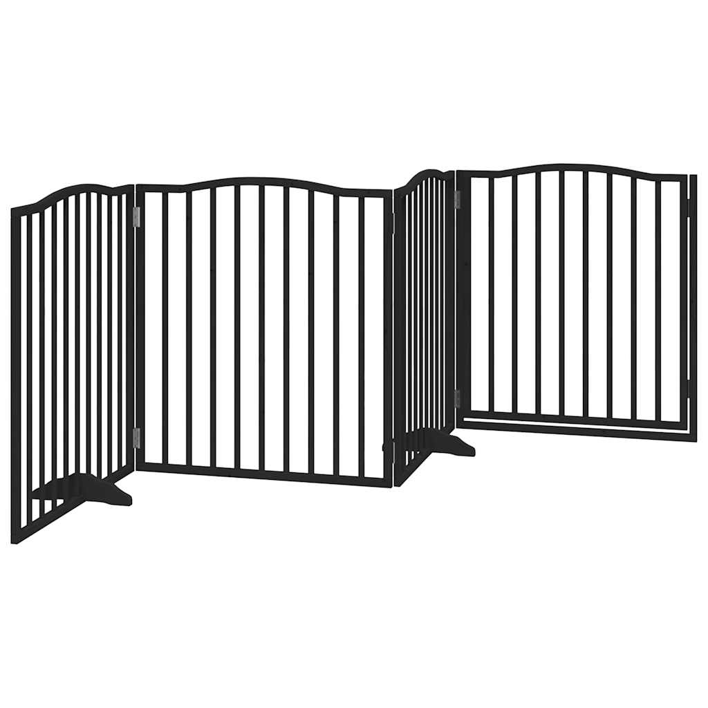 Zábrana Pro Psy S Dvířky Skládací 4 Panely Černá 320 Cm Topol