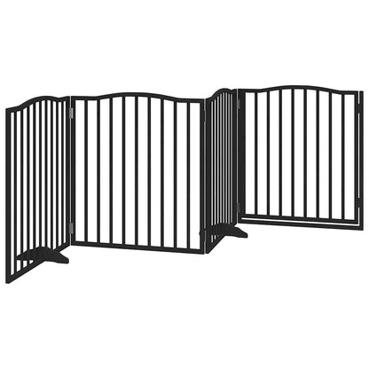 Zábrana Pro Psy S Dvířky Skládací 4 Panely Černá 320 Cm Topol