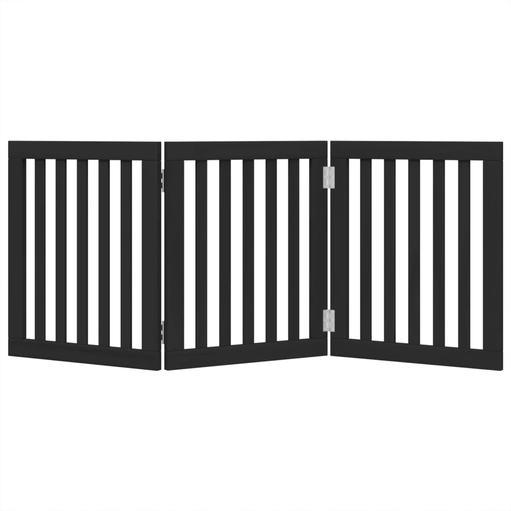 Zábrana Pro Psy Skládací 3 Panely Černá 150 Cm Topolové Dřevo