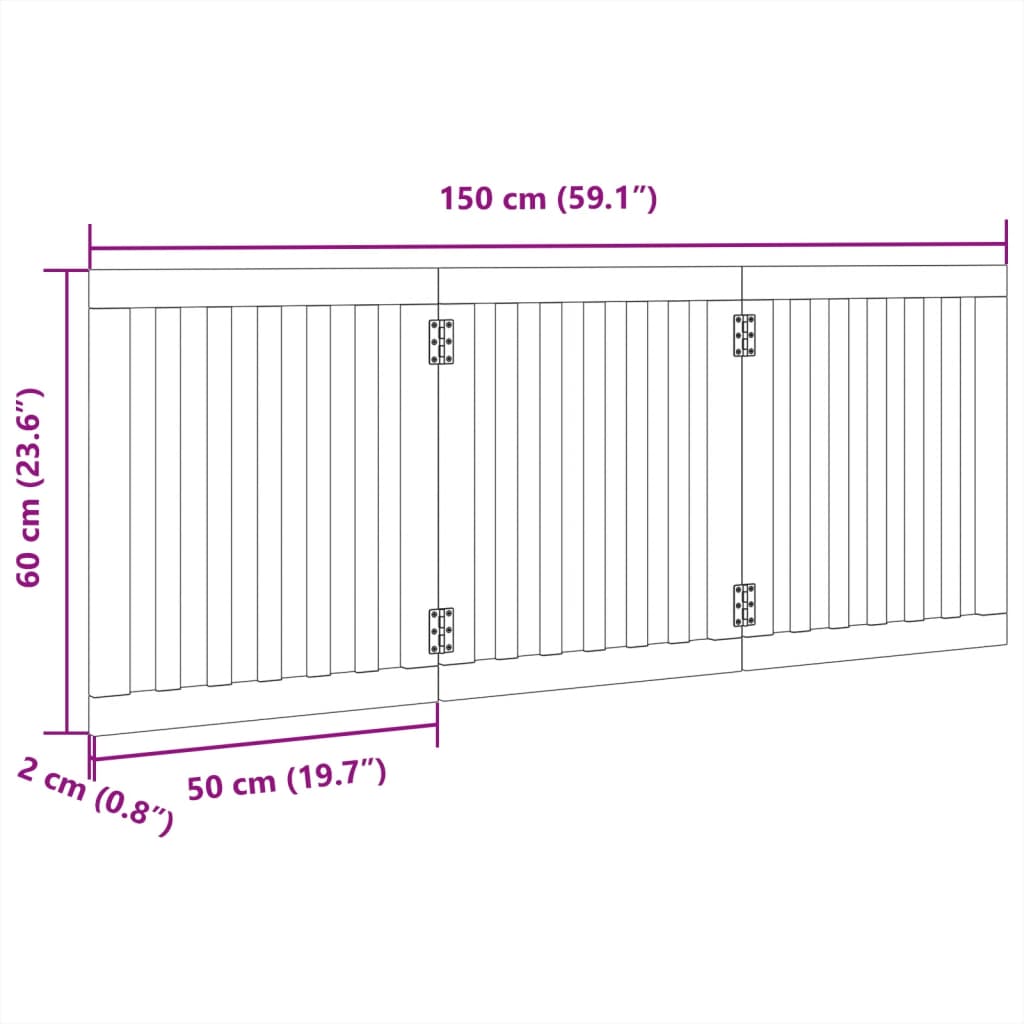Zábrana Pro Psy Skládací 3 Panely Černá 150 Cm Topolové Dřevo