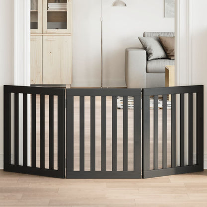 Zábrana Pro Psy Skládací 3 Panely Černá 150 Cm Topolové Dřevo