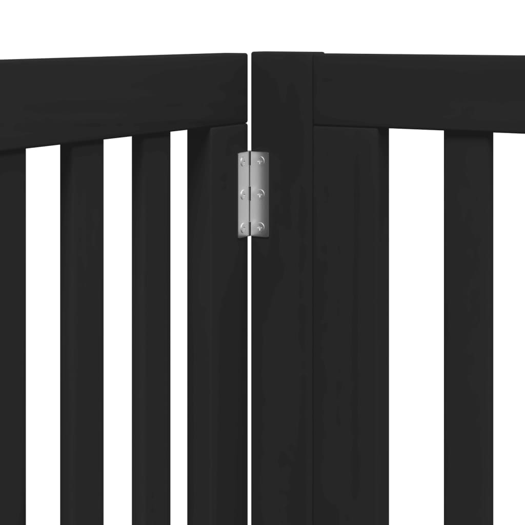 Zábrana Pro Psy S Dvířky Skládací 4 Panely Černá 320 Cm Topol