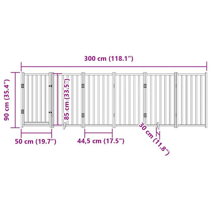 Psí Branka S Dvířky, Skládací, 6 Panelů, 300 Cm, Masivní Jedlové Dřevo