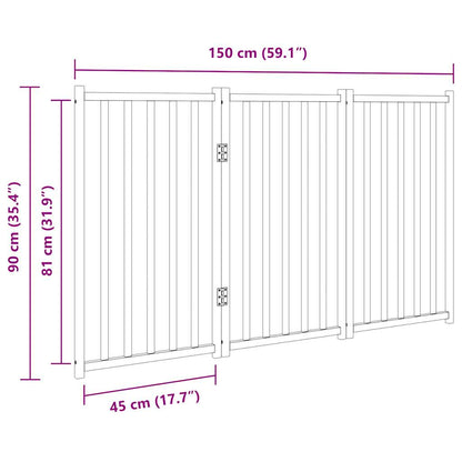 Zábrana Pro Psy Skládací 3 Panely Černá 150 Cm Masivní Jedle