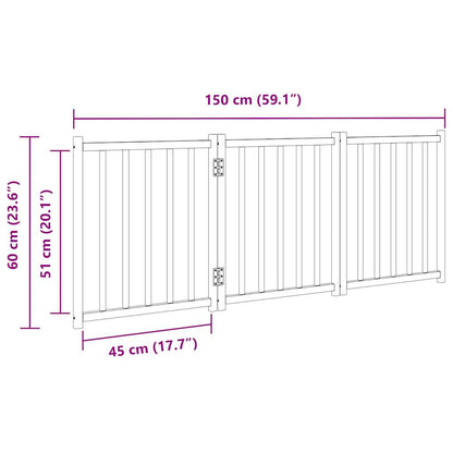 Zábrana Pro Psy Skládací 3 Panely Hnědý Dub 150 Cm Masiv Jedle