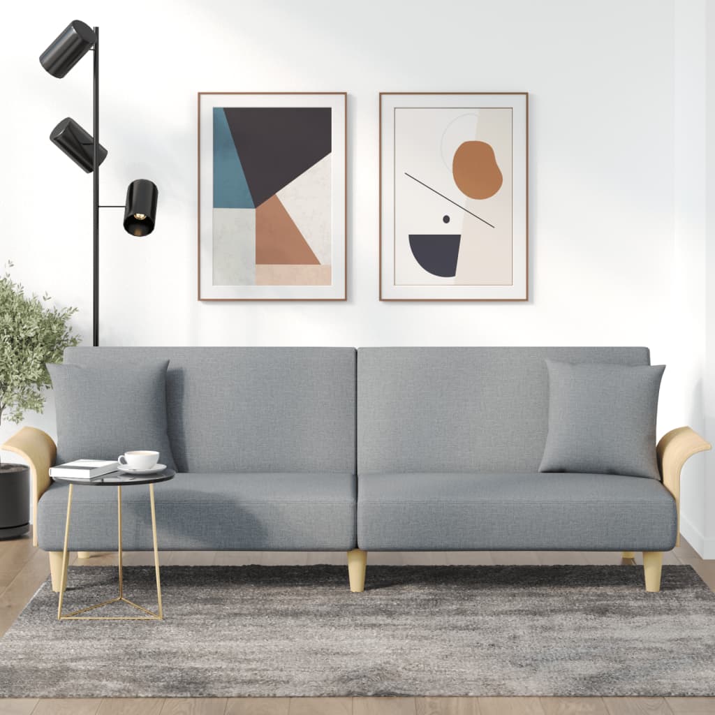 Rozkládací Pohovka S Područkami Světle Žlutá Textil