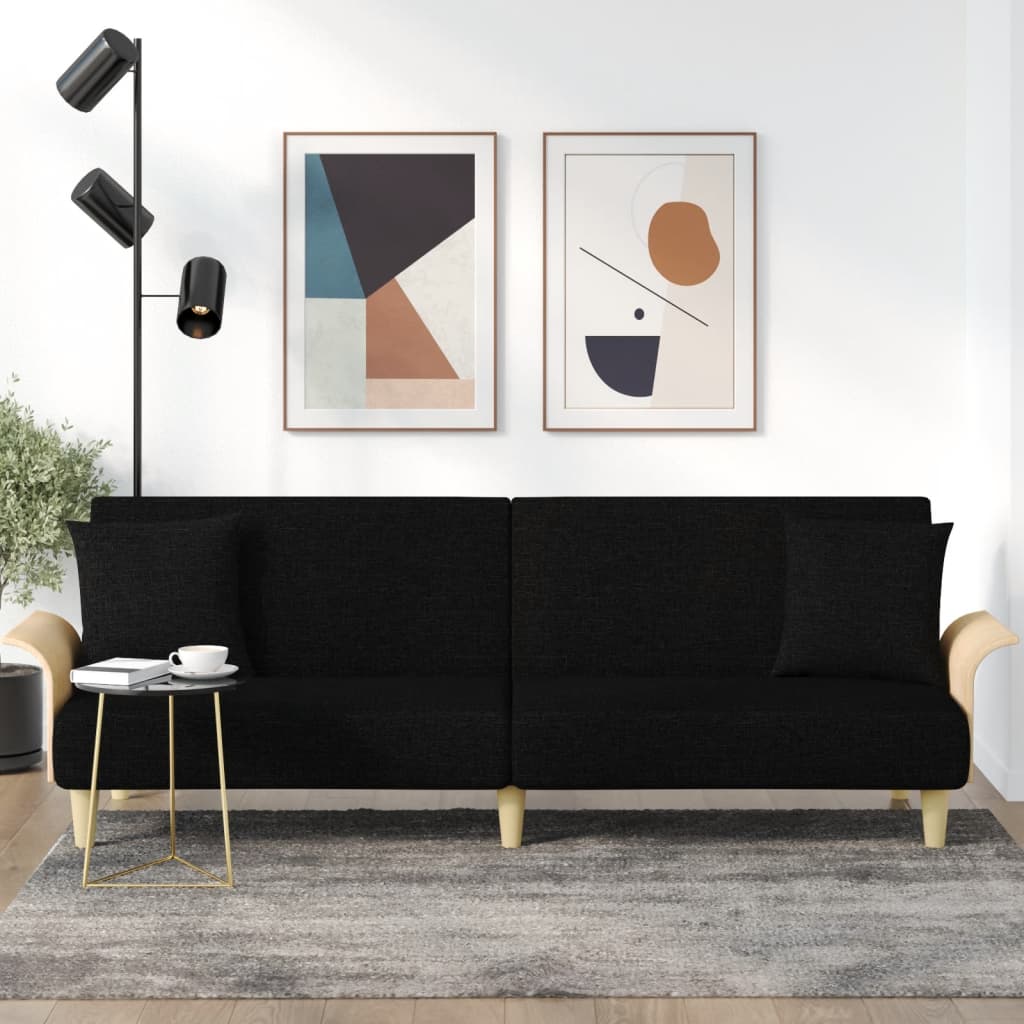 Rozkládací Pohovka S Područkami Světle Žlutá Textil