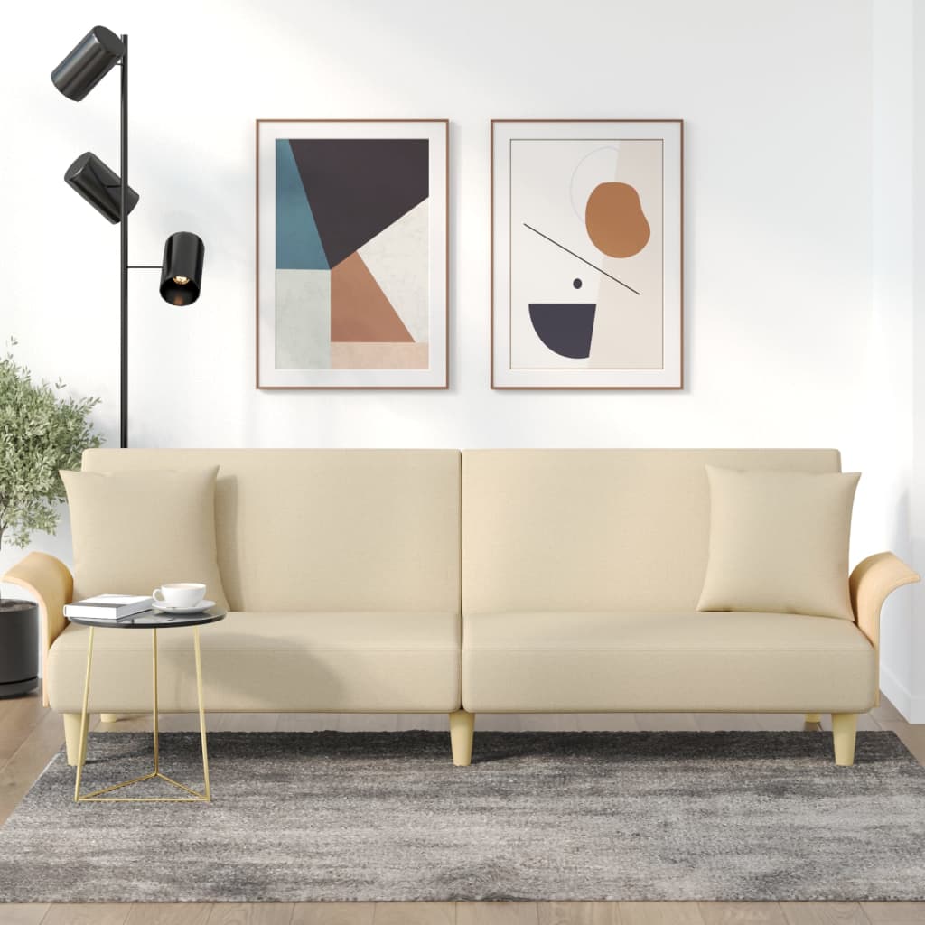 Rozkládací Pohovka S Područkami Světle Žlutá Textil