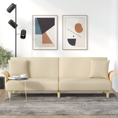 Rozkládací Pohovka S Područkami Světle Žlutá Textil