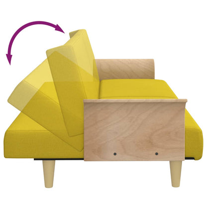 Rozkládací Pohovka S Područkami Světle Žlutá Textil