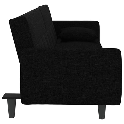 Rozkládací Pohovka S Poduškami Černá Textil