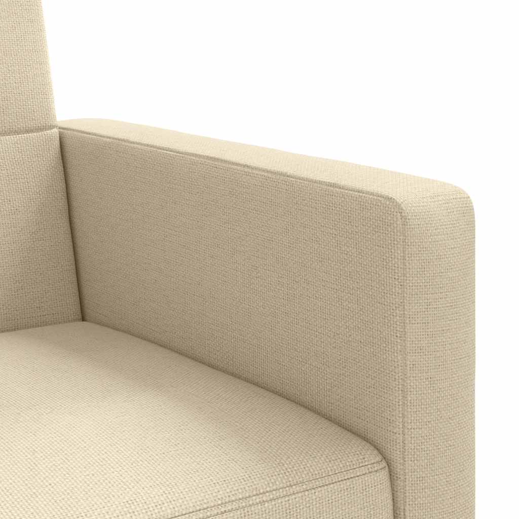 Rozkládací Pohovka S Poduškami Krémová Textil