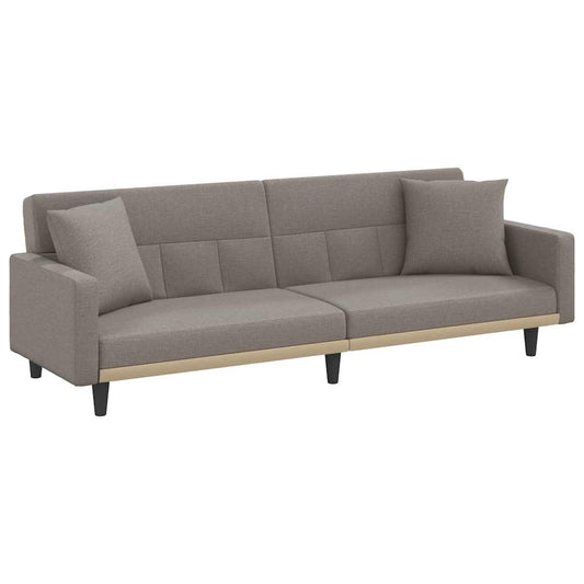 Rozkládací Pohovka S Poduškami Taupe Textil