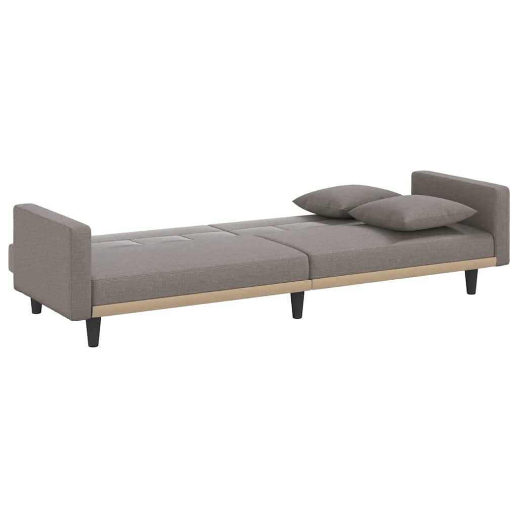 Rozkládací Pohovka S Poduškami Taupe Textil