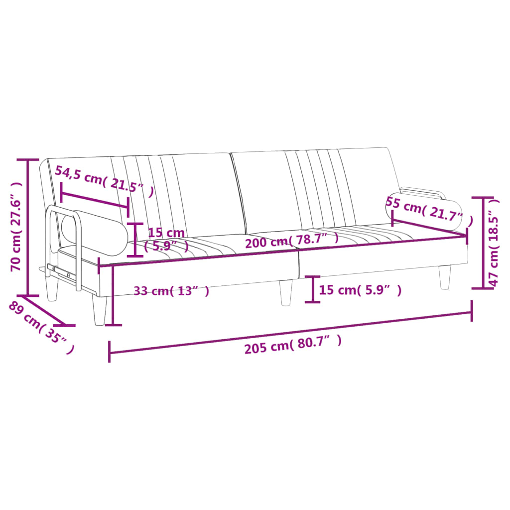 Rozkládací Pohovka S Područkami Samet