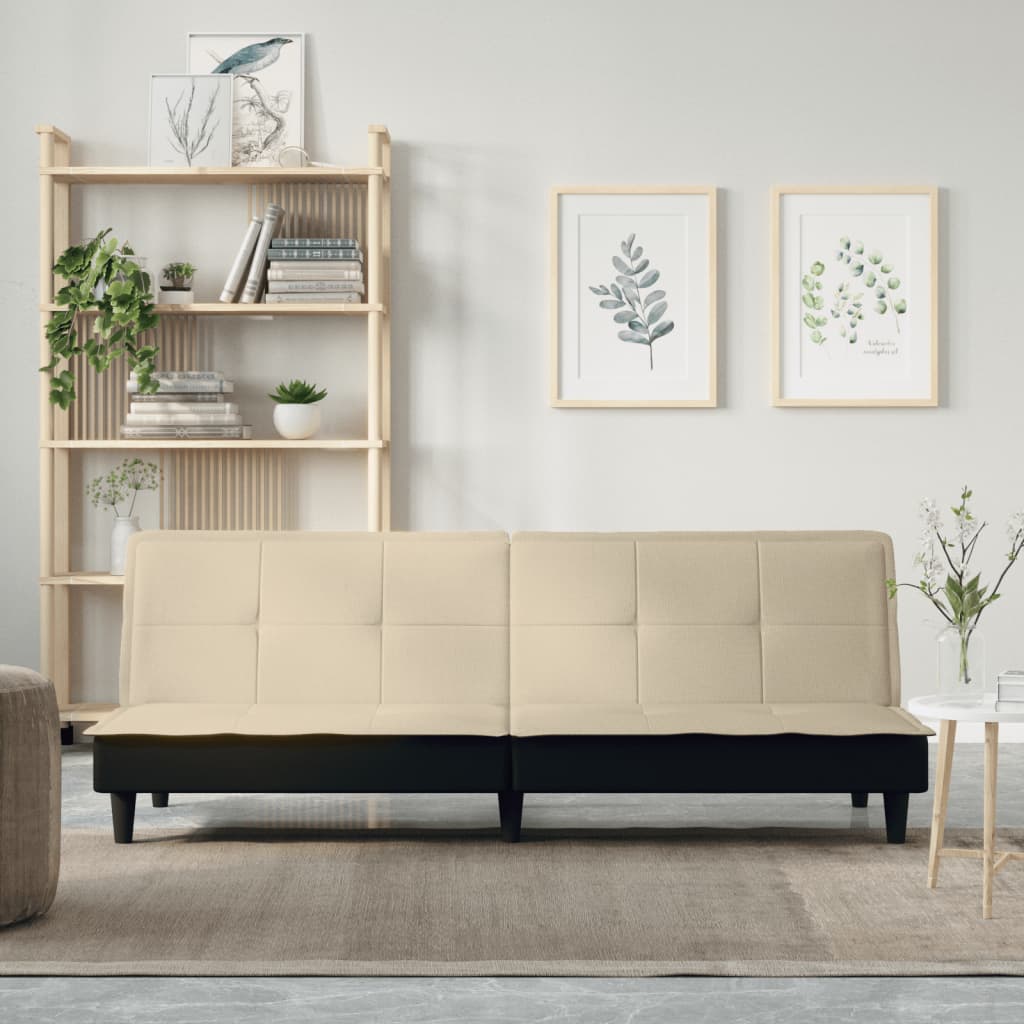 Rozkládací Pohovka Krémová Textil