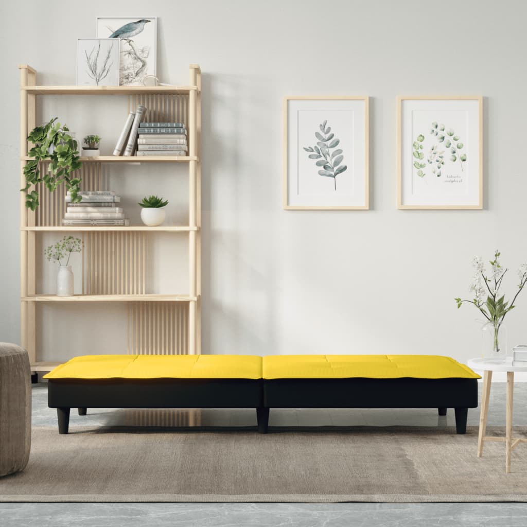 Rozkládací Pohovka Světle Žlutá Textil