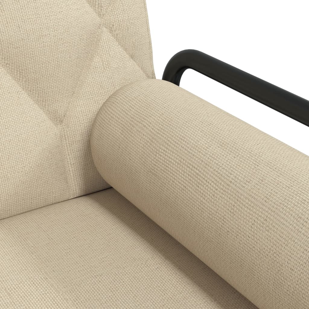 Rozkládací Pohovka S Područkami Krémová Textil
