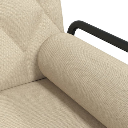 Rozkládací Pohovka S Područkami Krémová Textil